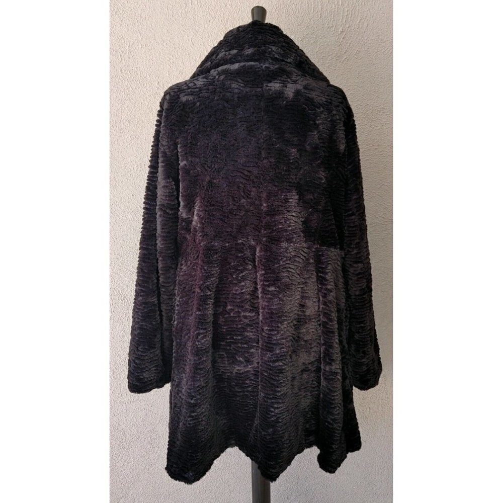 Dolce Cabo Faux Fur Textured Black Swing Coat Size XL - Picture 2 of 8